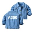 A350 Flat Text Designed Children Denim Jackets Cheap