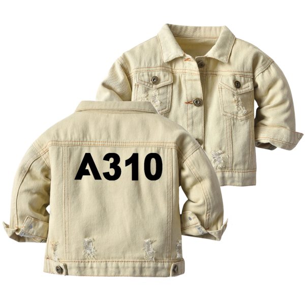 A310 Flat Text Designed Children Denim Jackets For Cheap