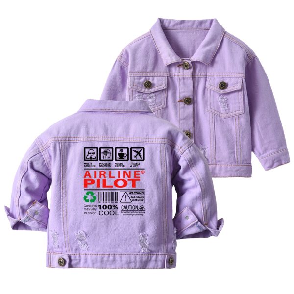 Airline Pilot Label Designed Children Denim Jackets Hot on Sale