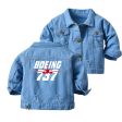 Amazing Boeing 737 Designed Children Denim Jackets Online now