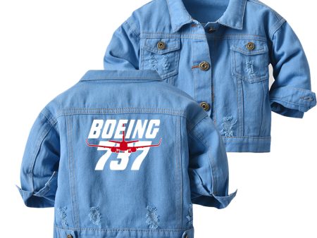 Amazing Boeing 737 Designed Children Denim Jackets Online now