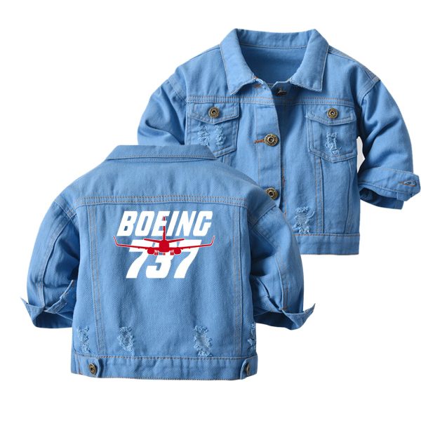 Amazing Boeing 737 Designed Children Denim Jackets Online now