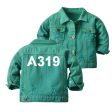 A319 Flat Text Designed Children Denim Jackets on Sale