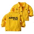 Airbus A340 & Text Designed Children Denim Jackets Fashion