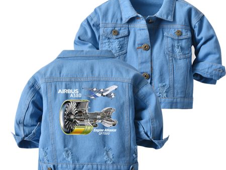 Airbus A380 & GP7000 Engine Designed Children Denim Jackets Discount