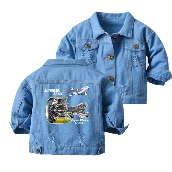 Airbus A380 & GP7000 Engine Designed Children Denim Jackets Discount