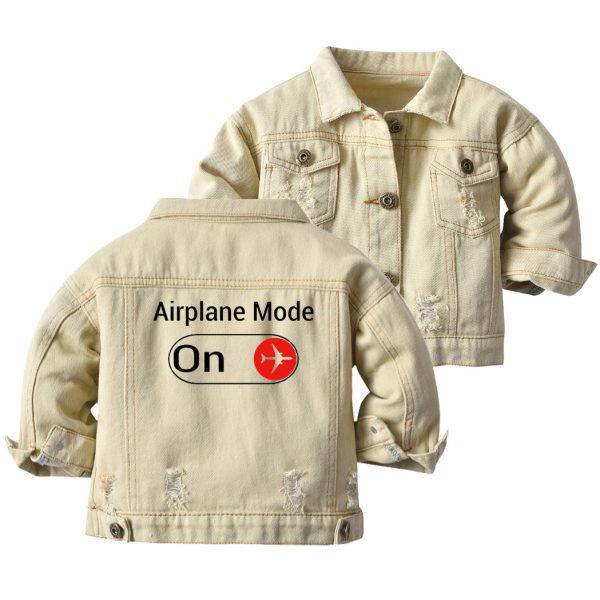 Airplane Mode On Designed Children Denim Jackets Online now