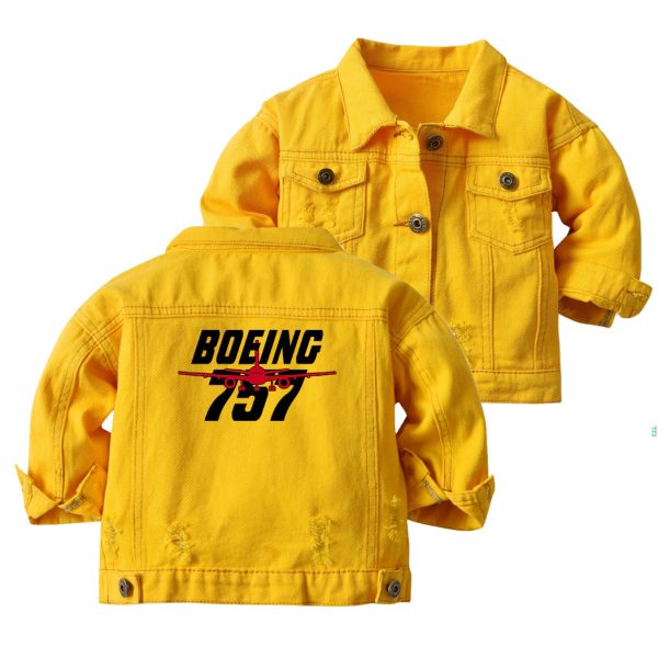 Amazing Boeing 757 Designed Children Denim Jackets Online