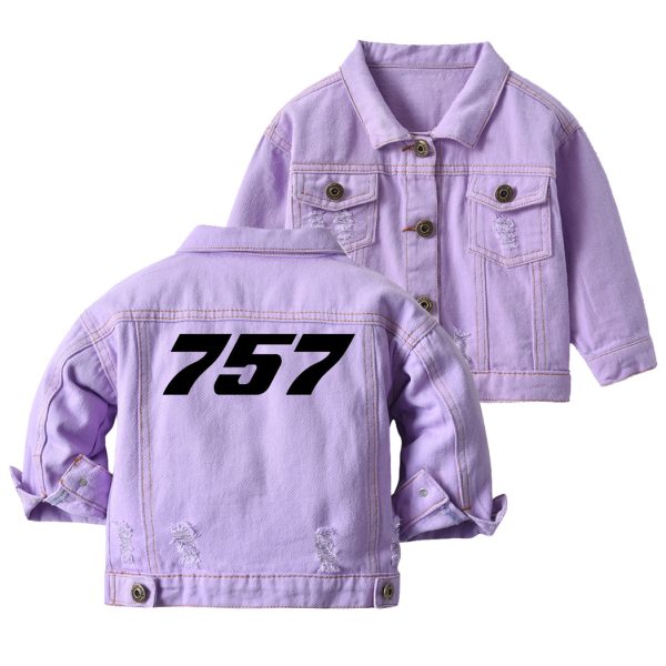 757 Flat Text Designed Children Denim Jackets For Cheap