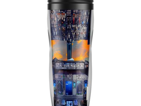 Amazing Boeing 737 Cockpit-Vertical Designed Plastic Travel Mugs For Sale