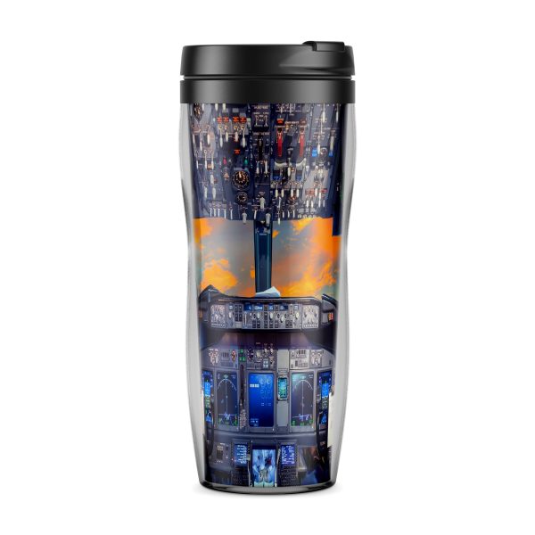 Amazing Boeing 737 Cockpit-Vertical Designed Plastic Travel Mugs For Sale