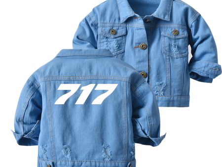 717 Flat Text Designed Children Denim Jackets Cheap