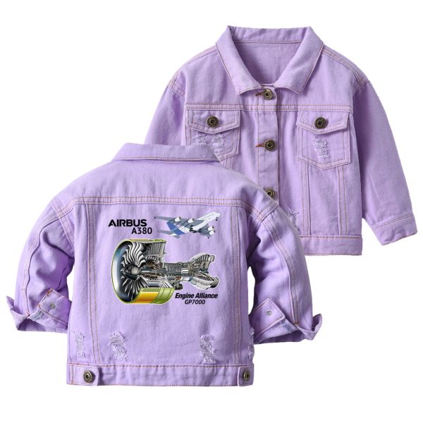 Airbus A380 & GP7000 Engine Designed Children Denim Jackets Discount