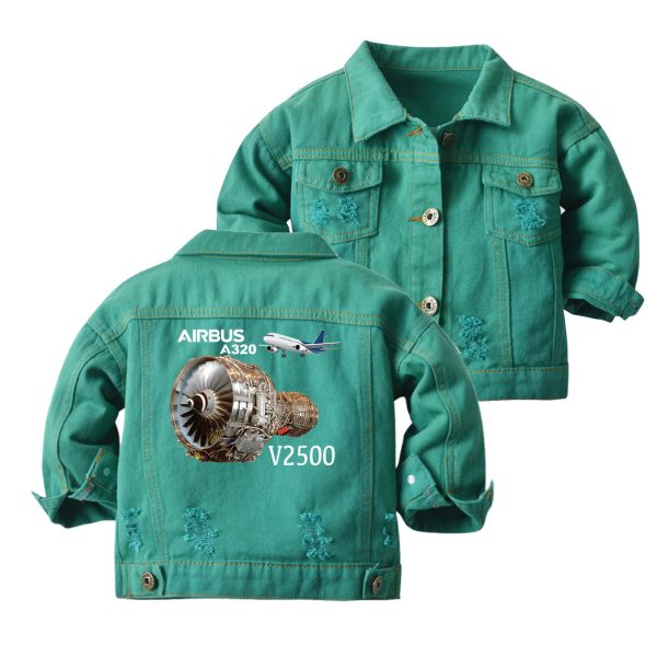 Airbus A320 & V2500 Engine Designed Children Denim Jackets For Discount