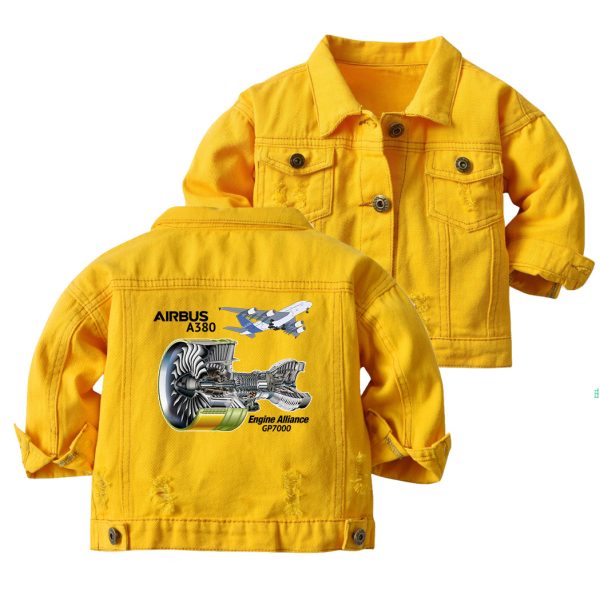 Airbus A380 & GP7000 Engine Designed Children Denim Jackets Discount