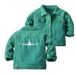 Airbus A380 Silhouette Designed Children Denim Jackets Online now