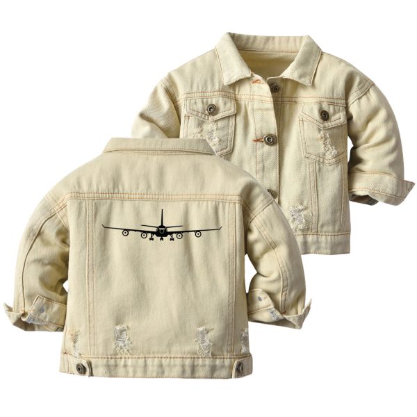 Airbus A340 Silhouette Designed Children Denim Jackets For Sale