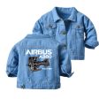 Airbus A380 & Trent 900 Engine Designed Children Denim Jackets Online