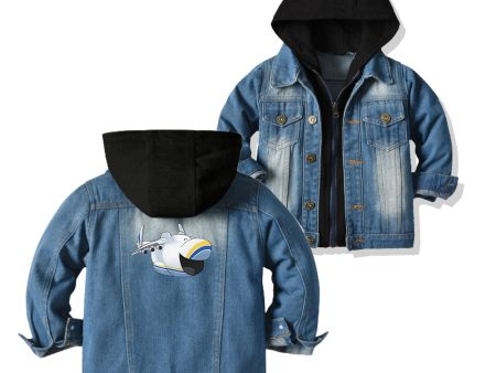 Antonov 225 Mouth Designed Children Hooded Denim Jackets For Cheap