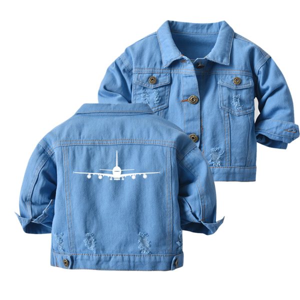 Airbus A380 Silhouette Designed Children Denim Jackets Online now