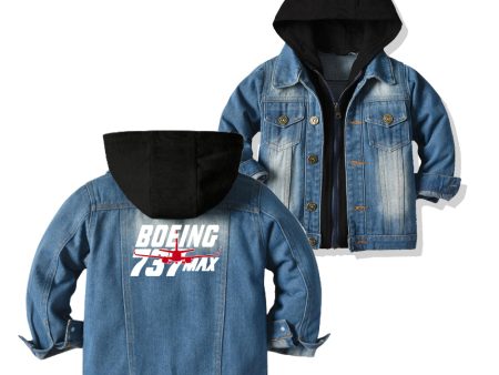 Amazing 737 Max Designed Children Hooded Denim Jackets Cheap