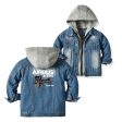 Airbus A380 & Trent 900 Engine Designed Children Hooded Denim Jackets Online