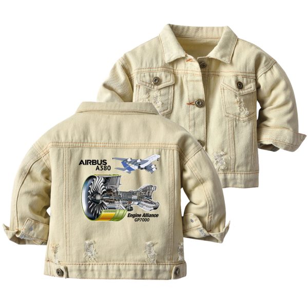 Airbus A380 & GP7000 Engine Designed Children Denim Jackets Discount