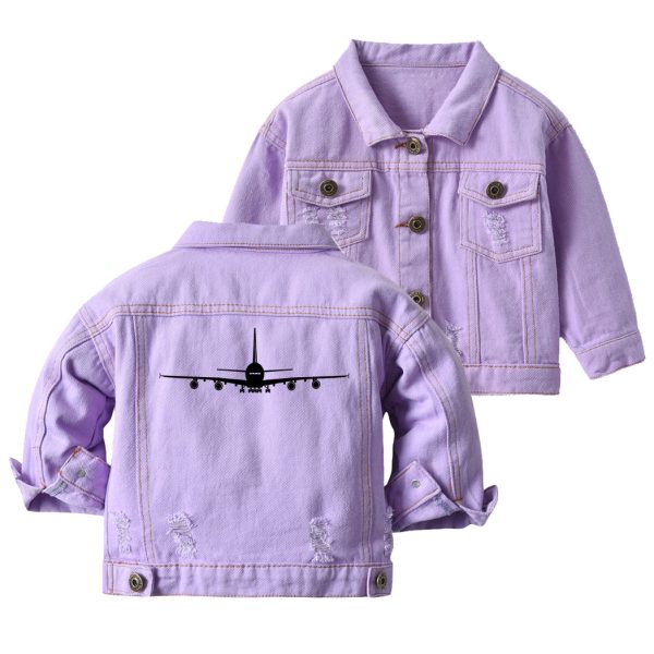 Airbus A380 Silhouette Designed Children Denim Jackets Online now