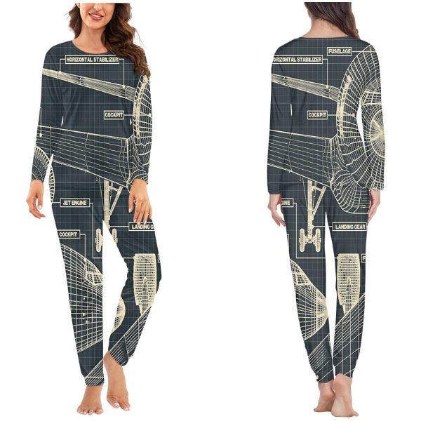 Airplanes Fuselage & Details Designed Women Pijamas on Sale