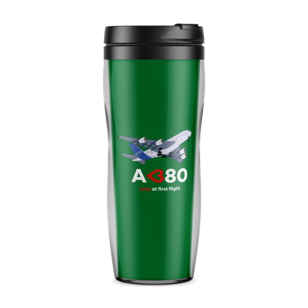 Airbus A380 Love at first flight Designed Plastic Travel Mugs Online