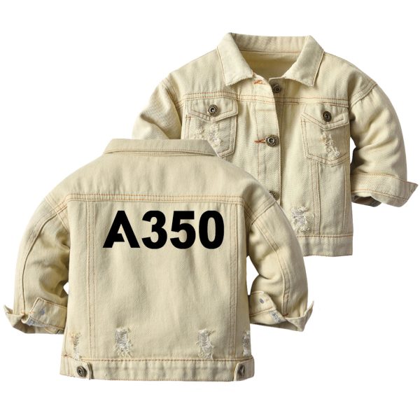 A350 Flat Text Designed Children Denim Jackets Cheap