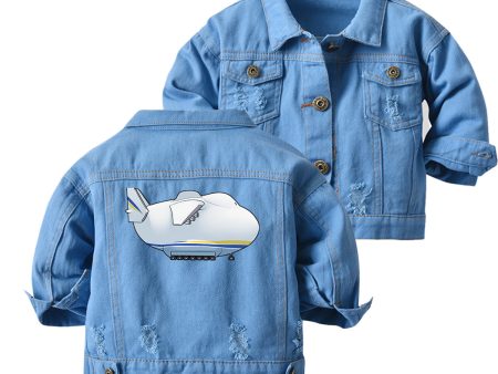 Antonov 225 Side Profile Designed Children Denim Jackets Hot on Sale