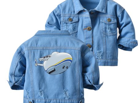 Antonov 225 takeoff Designed Children Denim Jackets For Discount