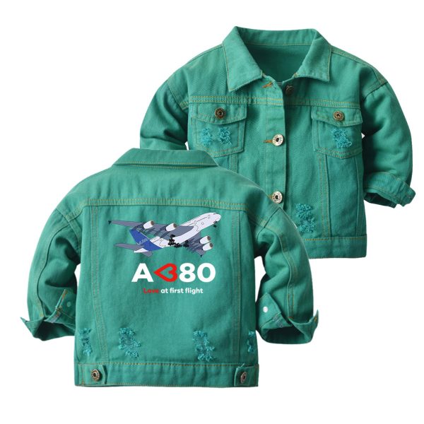 Airbus A380 Love at first flight Designed Children Denim Jackets Online