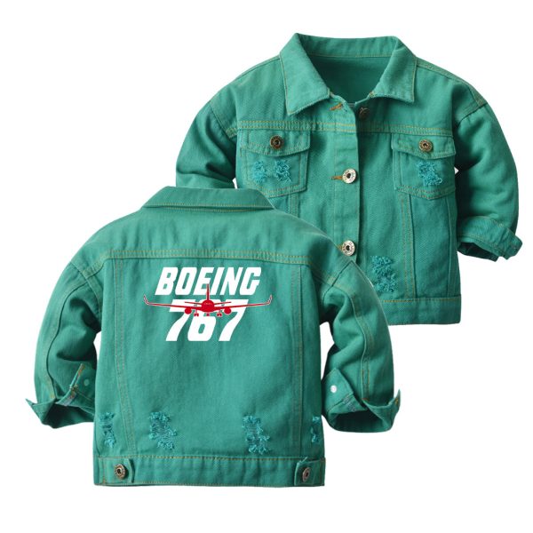 Amazing Boeing 767 Designed Children Denim Jackets Online now