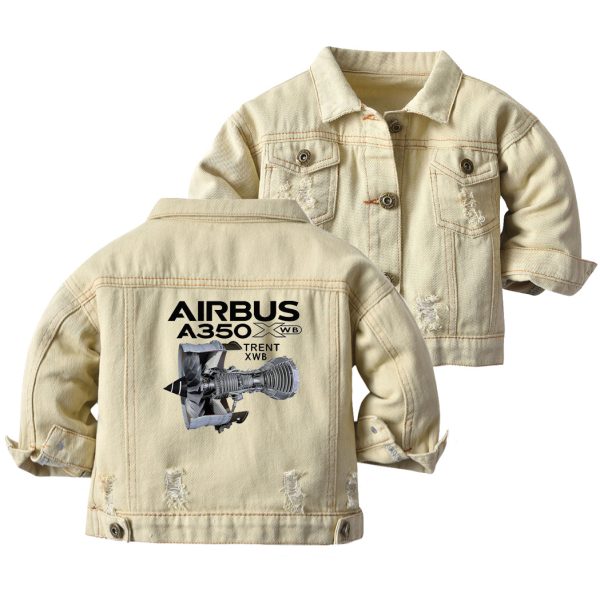 Airbus A350 & Trent Wxb Engine Designed Children Denim Jackets Cheap