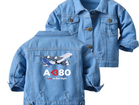 Airbus A380 Love at first flight Designed Children Denim Jackets Online