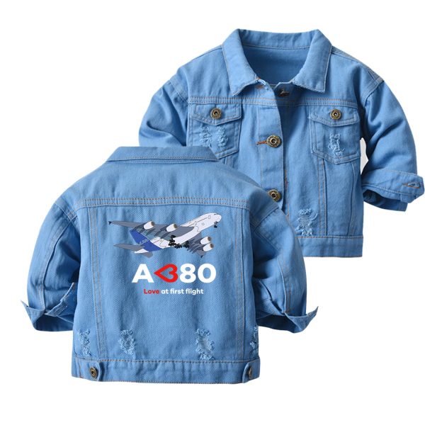 Airbus A380 Love at first flight Designed Children Denim Jackets Online