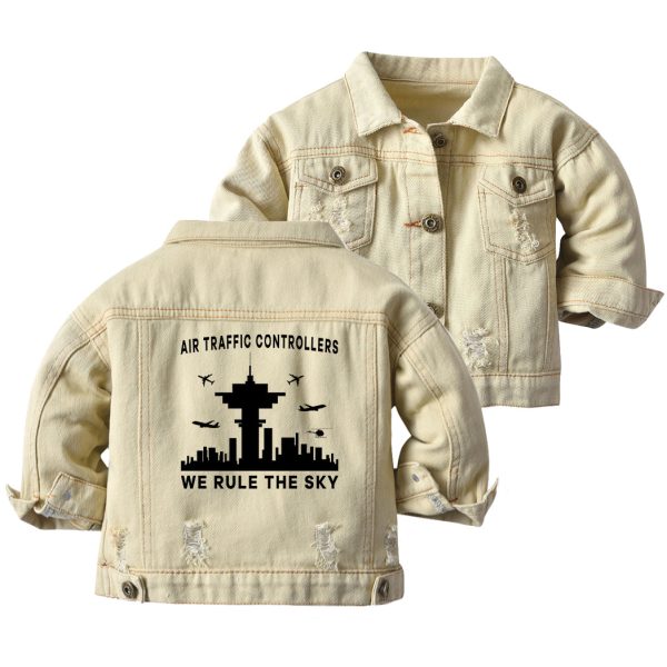 Air Traffic Controllers - We Rule The Sky Designed Children Denim Jackets Online Hot Sale