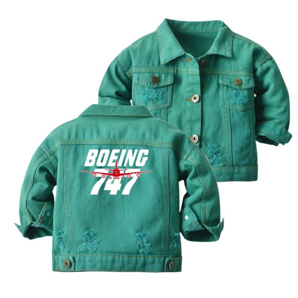 Amazing Boeing 747 Designed Children Denim Jackets on Sale