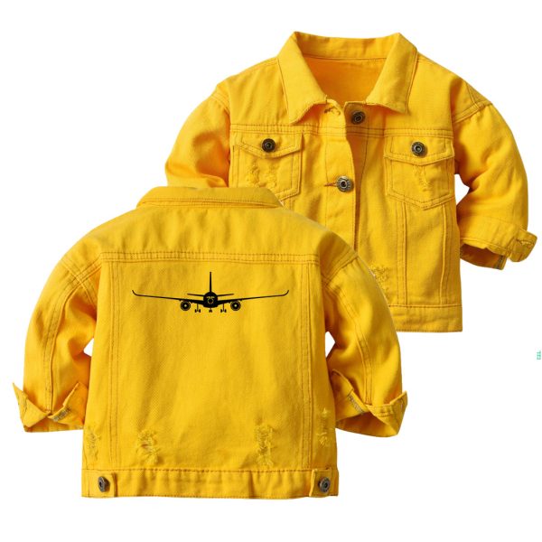 Airbus A350 Silhouette Designed Children Denim Jackets Online Hot Sale