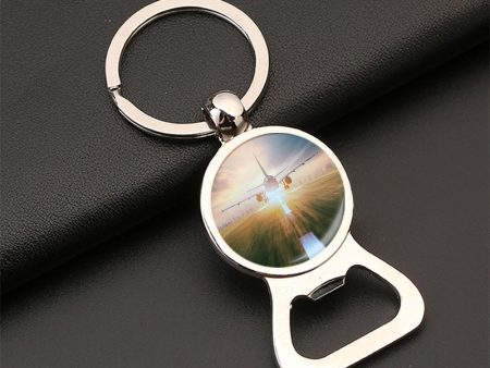 Airplane Flying Over Runway Designed Bottle Opener Key Chains Hot on Sale