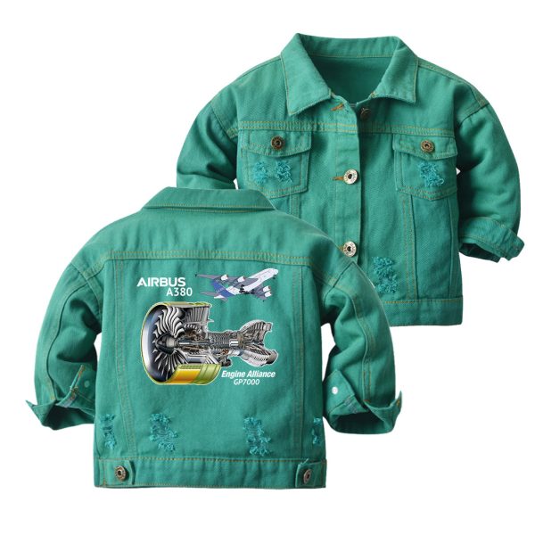 Airbus A380 & GP7000 Engine Designed Children Denim Jackets Discount