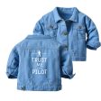 Trust Me I m a Pilot Designed Children Denim Jackets Hot on Sale