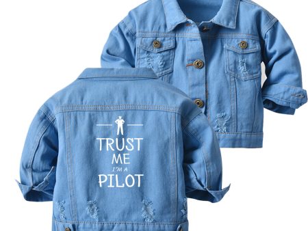 Trust Me I m a Pilot Designed Children Denim Jackets Hot on Sale