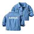 Airbus & Text Designed Children Denim Jackets Supply