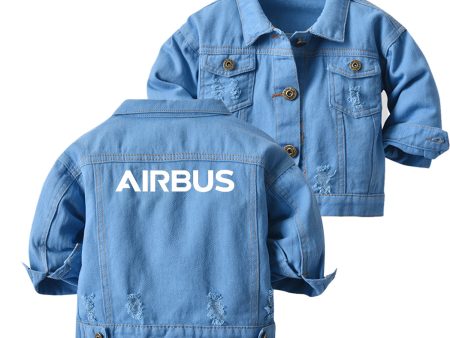 Airbus & Text Designed Children Denim Jackets Supply