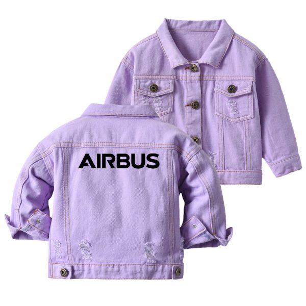 Airbus & Text Designed Children Denim Jackets Supply