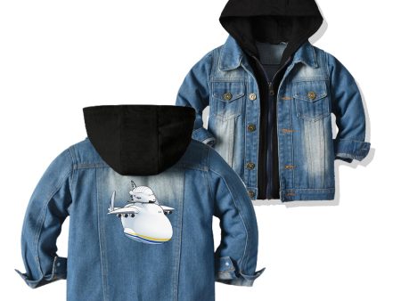 Antonov 225 And Buran Designed Children Hooded Denim Jackets Fashion