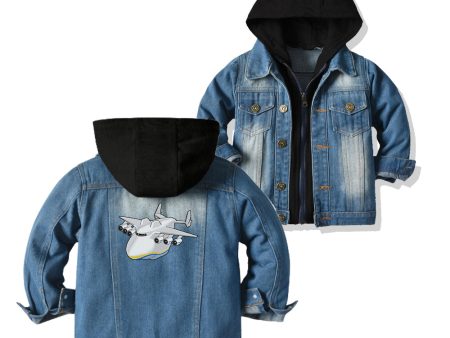 Antonov 225 (2) Designed Children Hooded Denim Jackets on Sale